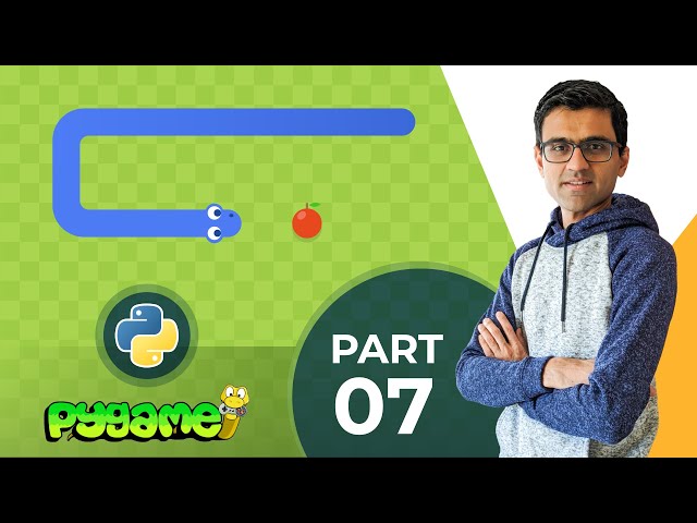 Snake and apple game in python pygame - 7. Add background music,image | Python project tutorial