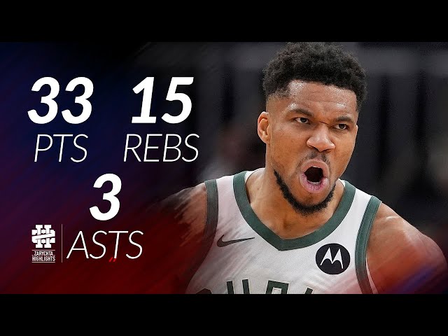Giannis Antetokounmpo 33 pts 15 rebs 3 asts vs Wizards 25/26 season