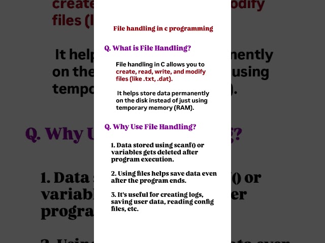 🤔 what is file handling in c programming?🚀⚡#codeforbeginners #codeadventure#codinglanguage