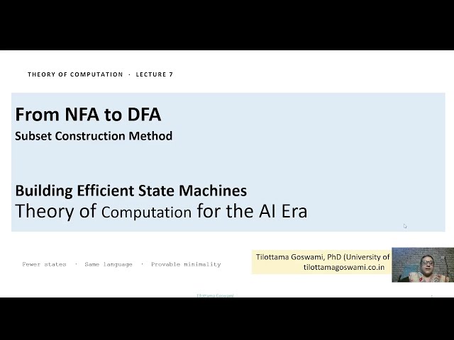 Lecture 7: NFA to DFA Conversion | Subset Construction Algorithm Explained with Examples