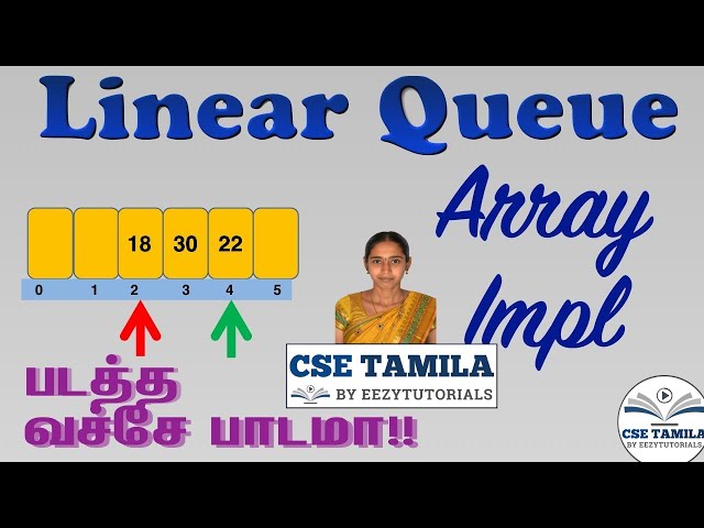 Implementation of linear queue using array/sequential allocation in tamil | Queue coding 5.2.1