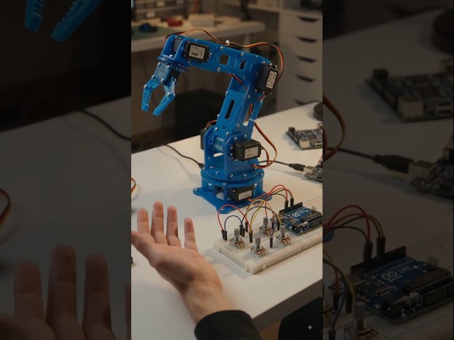 This Robotic Arm is Controlled by MY HAND! 🤯🤖 #arduino #viral #shorts