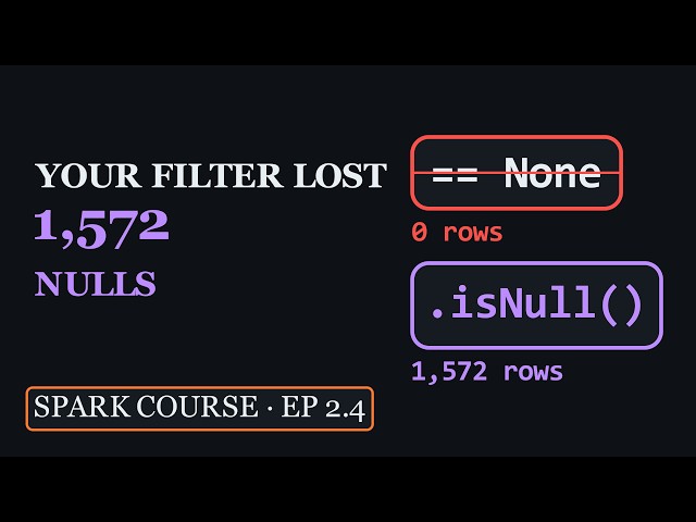 How to Filter Nulls in PySpark (and Why == None Fails) | Spark Course 2.4