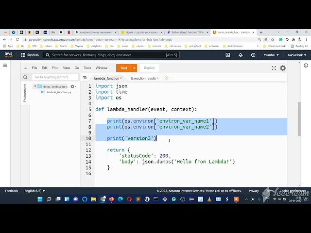 AWS Lambda Function Cloud watch logs
