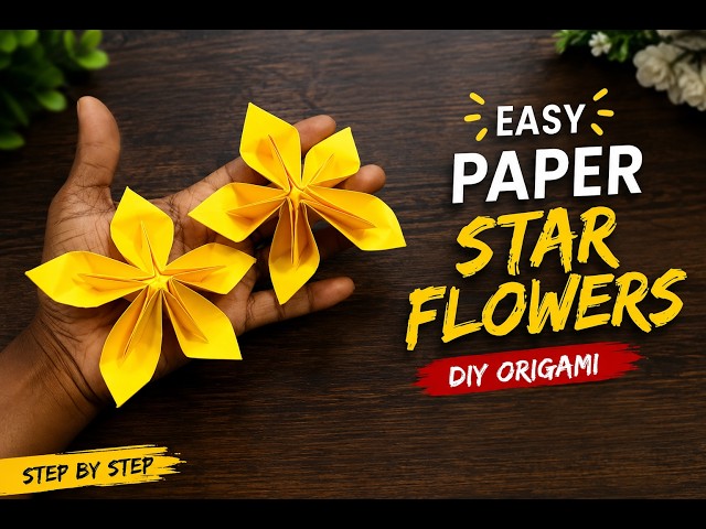 🌟 How to Make a Beautiful Paper Star Flower  Easy Origami Flower DIY 🌸