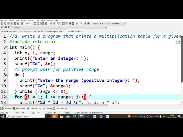 4.Multiplication table | C Programming Language LAB  | PPS LAB | JNTU | Autonomous