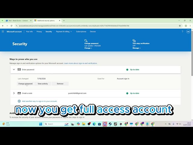 Outlook Full Access Login with Backup code tutorial - from KingdomMarket