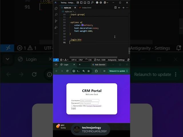 Login Form Validation Using HTML, CSS & JavaScript 🔥 | Error Handling UI #coding #programming