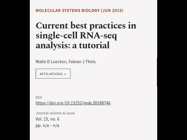 Current best practices in single‐cell RNA‐seq analysis: a tutorial | RTCL.TV