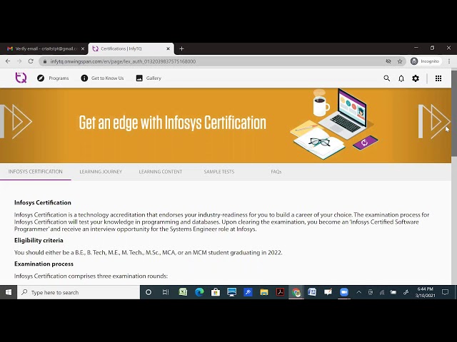 InfyTq Registration Process Demo