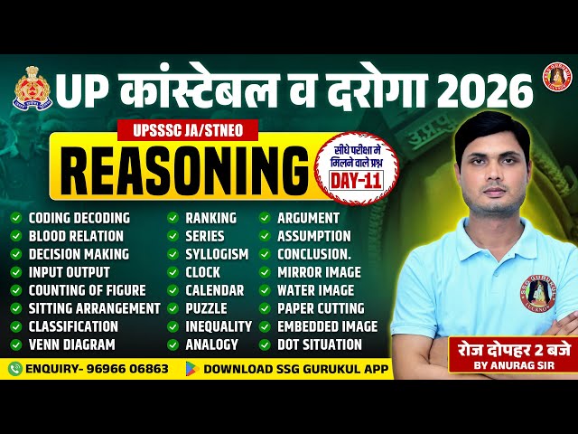 UP Police Reasoning Class 2026 | UP Police SI Reasoning Practice Set | Reasoning Syllabus 2026