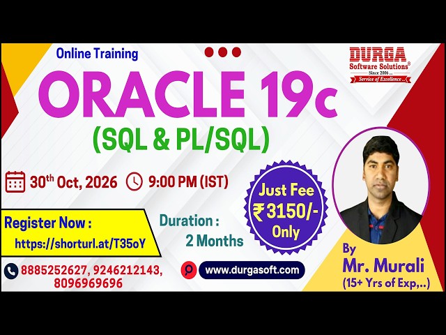 ORACLE 19c Online Training @ DURGASOFT