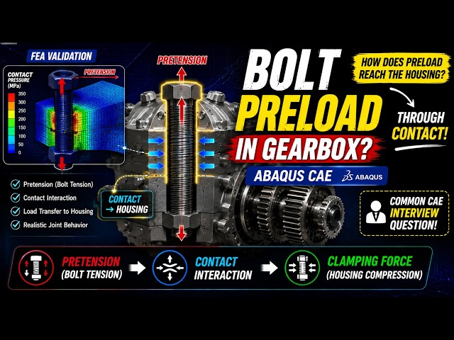 🔩 What is Bolt Preload in a Gearbox? | Abaqus CAE Step-by-Step