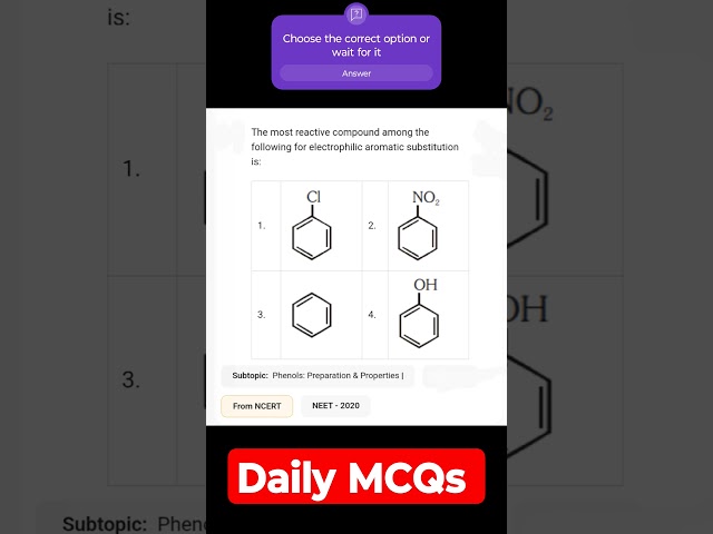 Daily MCQs #neet #ncert #jee #chemistry #pyq #organic
