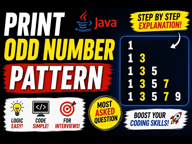 Java Pattern Program | Odd Number Pattern Using Nested Loops