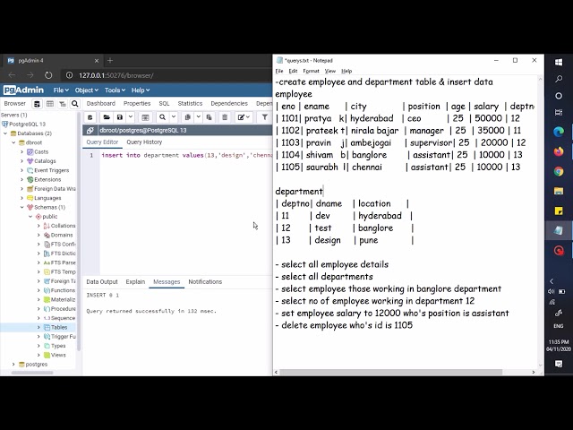 How Create Table & insert data in PostgreSQL | Simple Example PostgreSQL| SQL Quires | PostgreSQL 12