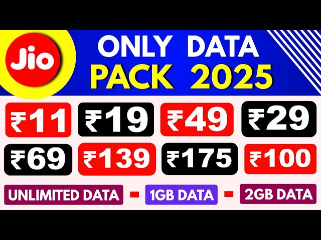Jio Only Data Pack Jio New Data Voucher 2025 1GB DATA 2GB DATA UNLIMITED DATA Jio Data Plan Offer