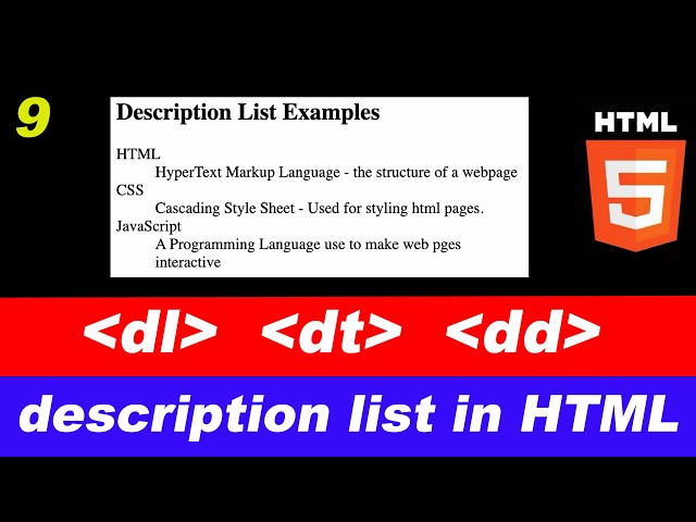 Learn HTML Description List in 10 Minutes