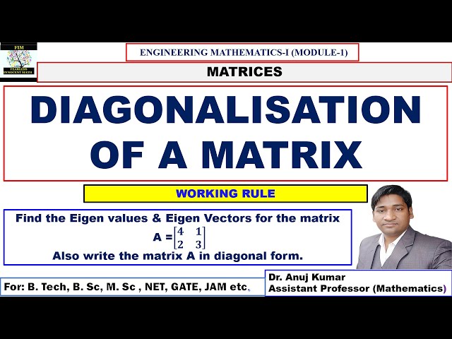 Diagonalisation of a Matrix | Diagonalisation of matrices 2x2 | Matrix Diagonalisation Examples