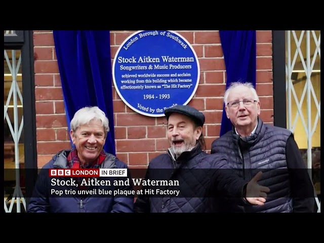 Mike Stock, Matt Aitken and Pete Waterman - Top pop trio unveil blue plaque at Hit Factory (UK)