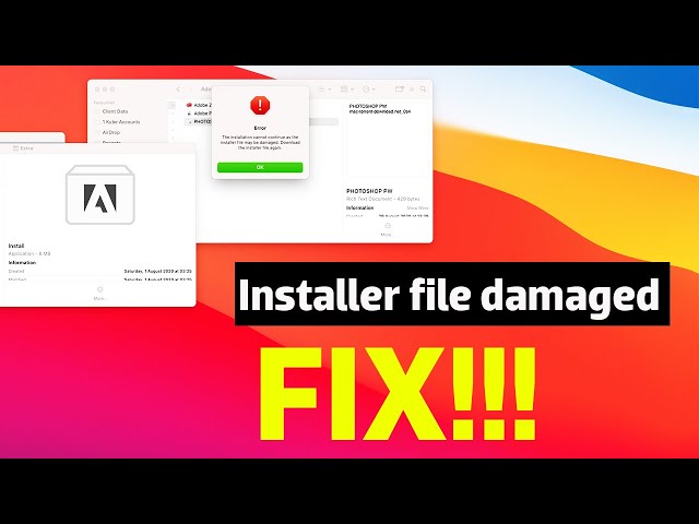 The installation cannot continue as the installer file may be damaged adobe - How to solve this.