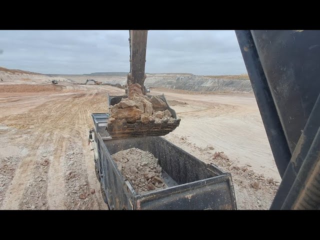 Fast Truck Loading by Volvo Excavator • Heavy Equipment Loading in Mining Site • Volvo Trucks Loadi