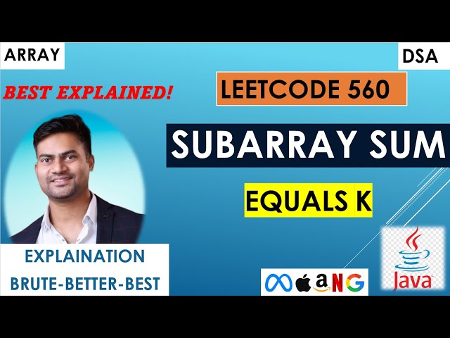Subarray Sum Equals K | Leetcode 560 | Prefix Sum + HashMap | Java | Brute-Better-Best
