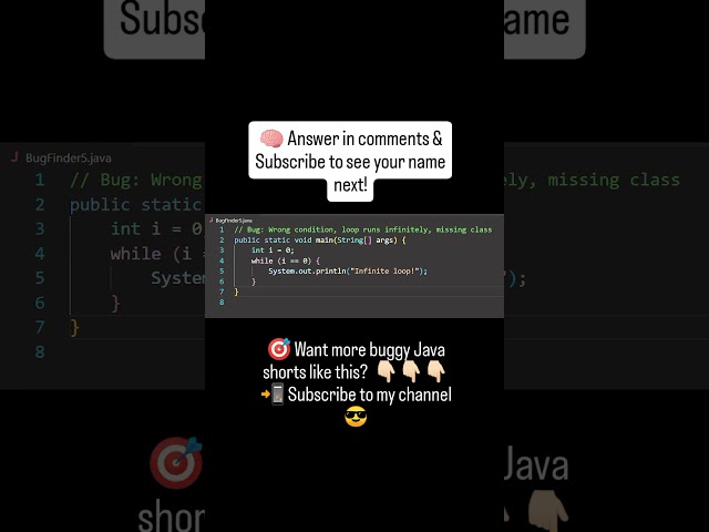 🧠 Java + Bugs = Learning Fun  🔔 Subscribe @CodarHub7  #CodarHub7 #CodarJava #JavaShorts # #BuggyCode