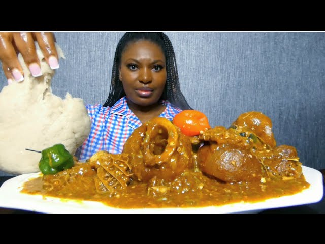 Asmr mukbang ogbone soup with fufu