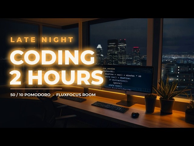 2 Hours Late Night Coding Music [50/10 Pomodoro Timer] - Lo-fi Beats for Programmers