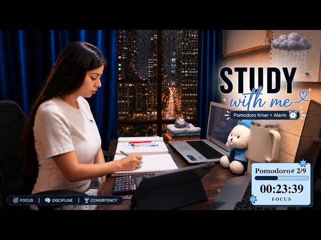 Stop Scrolling & STUDY WITH ME | 12 Hours LIVE | Rain & Thunder Sound | Pomodoro 90/10