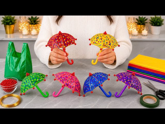 Turn Waste plastic shopping bags Into a Stunning Decorative Umbrellas ☂️ 🌂#PlasticshoppingCraft ♻️