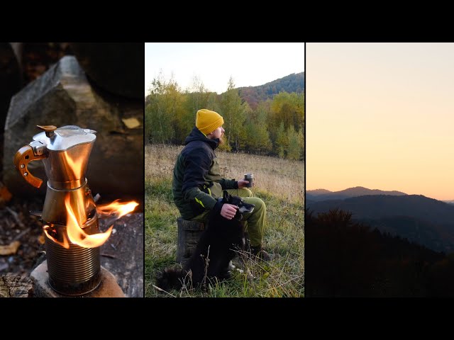 Relaxing Walk with Dog in Autumn Mountains - ASMR Wild Survival & Cooking Experience! Outdoor Hack