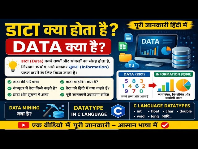 Data type kya hota hai aur yah kitne prakar ke hote Hain
