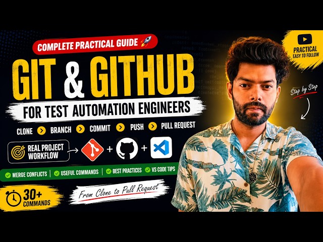 Master Git for Test Automation | Clone, Branch, Commit, Push, PR & Merge Conflicts