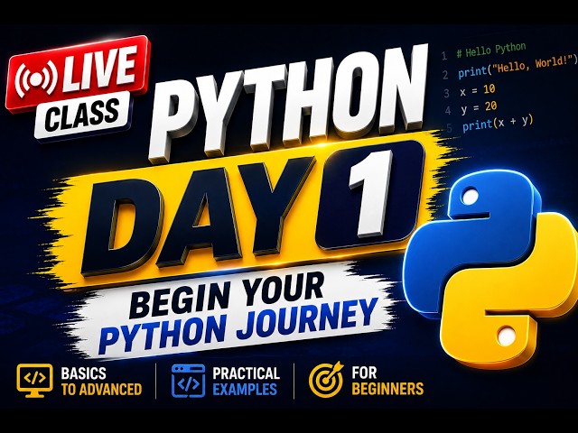 Python Day 1 LIVE: Python Basics for Beginners | Complete Python Course | Hindi 2026