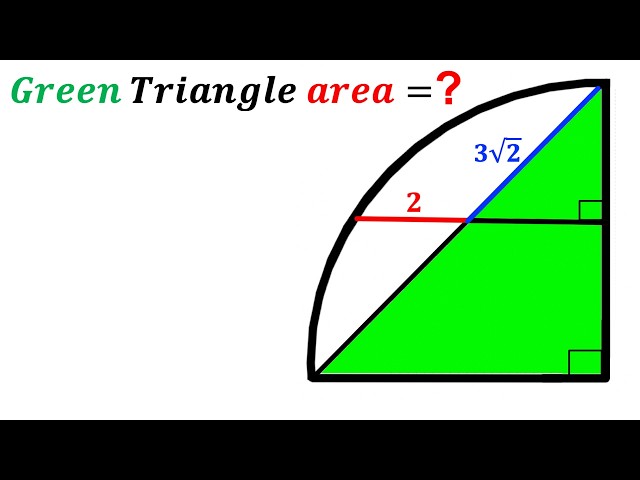 Can you find the Green shaded Triangle area? | (Quarter Circle) | #math #maths | #geometry