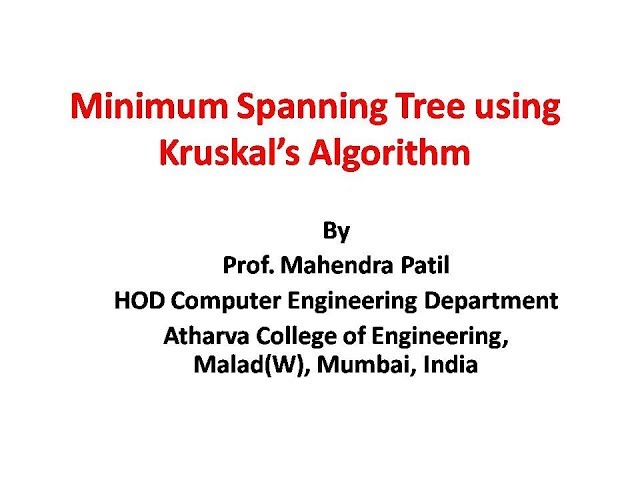 Minimum Spanning Tree Using Kruskal's Algorithm