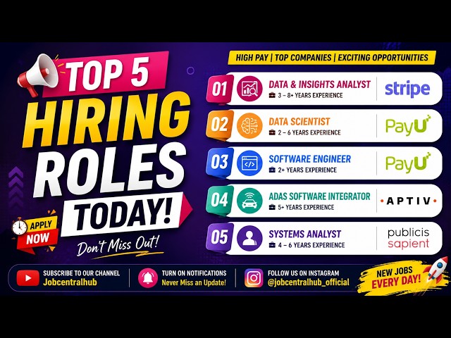 Top 5 IT Jobs in India | Stripe, PayU, Aptiv, Publicis Sapient Hiring | Up to ₹32 LPA | #hiringnow