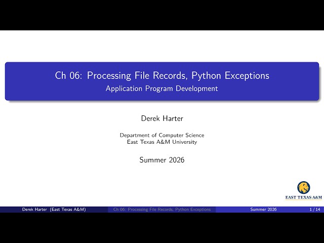Ch 06 (secs 3-4): Processing File Records and Python Exceptions