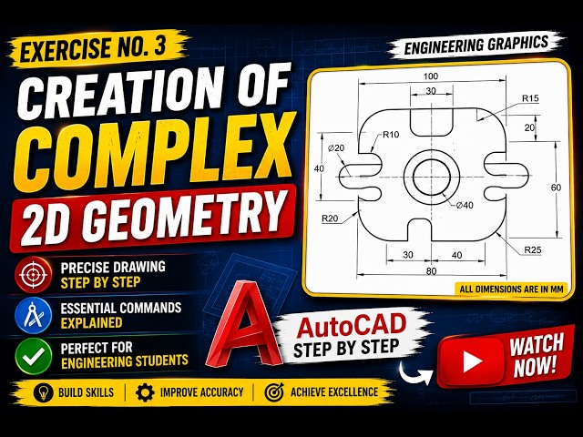 DSU_Ex_3_Creation of Complex 2D Geometry #engineeringgraphics #autocad #engineeringstudents