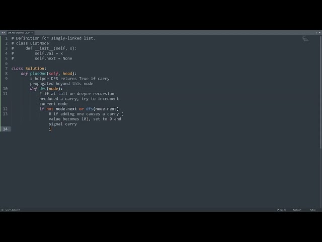 Leetcode 369. Plus One Linked List in Python | Python Leetcode | Python Coding Tutorial | ASMR