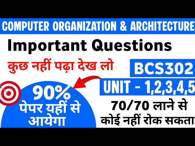 🔴COA कुछ नहीं पढ़ा देख लो | COA Important Questions AKTU BCS302 | COA All Unit Important Questions 