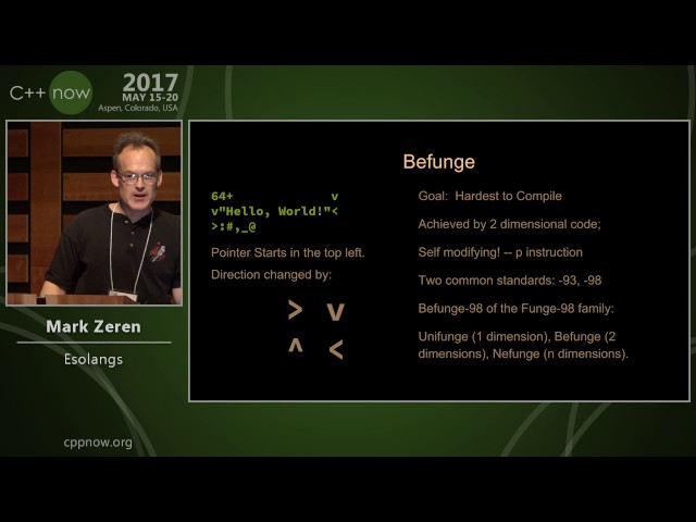 C++Now 2017: Mark Zeren “Esolangs”