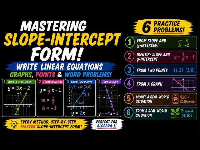 Mastering Slope-Intercept Form | Write Linear Equations from Graphs, Points & Word Problems