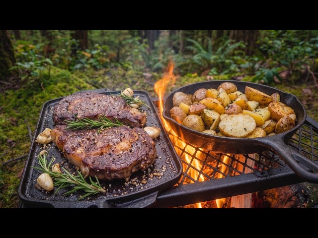 Cooking Steak in the Rain | Wild Alaska Forest