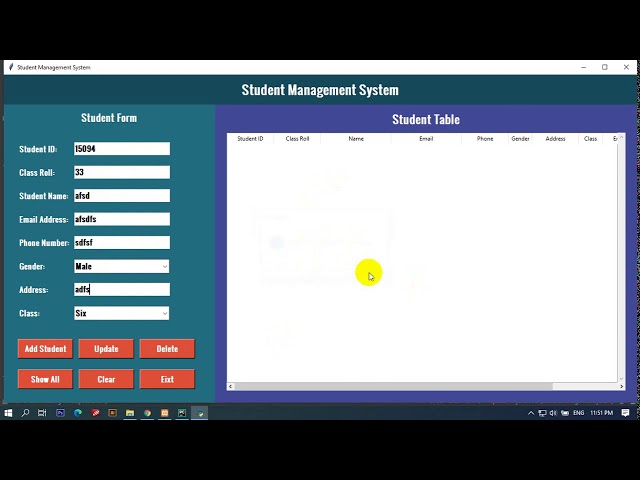 Student Management System Tutorial using Python Tkinter Part -2