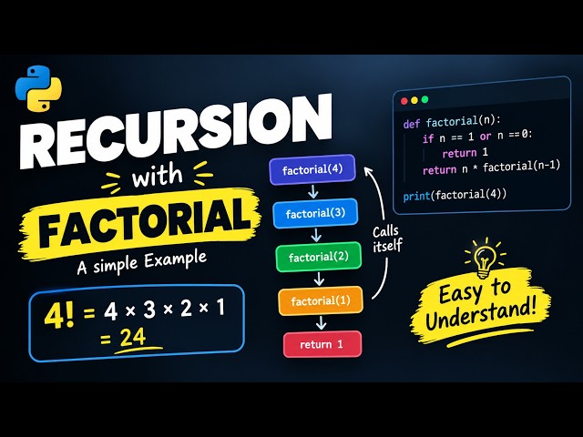 Recursion Explained in 2 Minutes Using Factorial | Python for Beginners