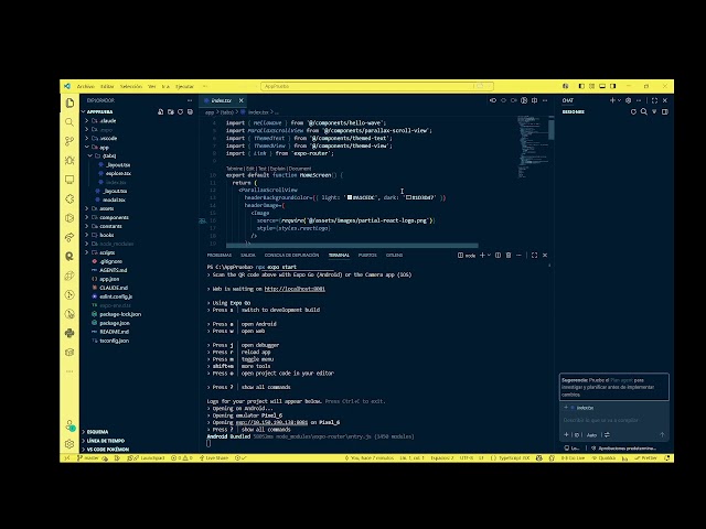 Ejecución de de expo con emulador de android studio