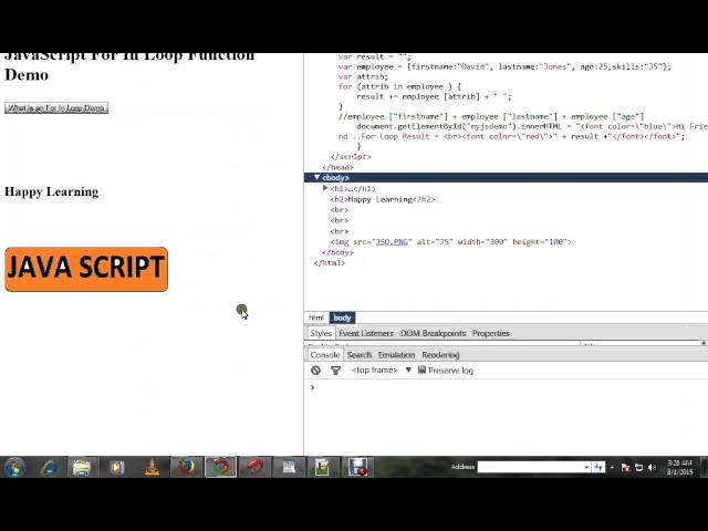 TAMIL FOR IN LOOP IN JAVASCRIPT DEMO